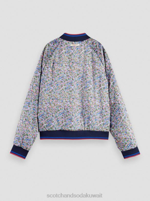 ملابس Scotch & Soda سترة بومبر مبطنة مطبوعة على الوجهين روزاريا كاكي نحيف N0V4134