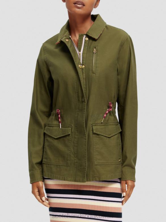 ملابس Scotch & Soda سترة فائدة من القطن العضوي الجيش الأخضر نحيف N0V4139