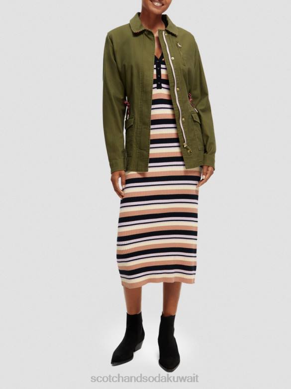 ملابس Scotch & Soda سترة فائدة من القطن العضوي الجيش الأخضر نحيف N0V4139