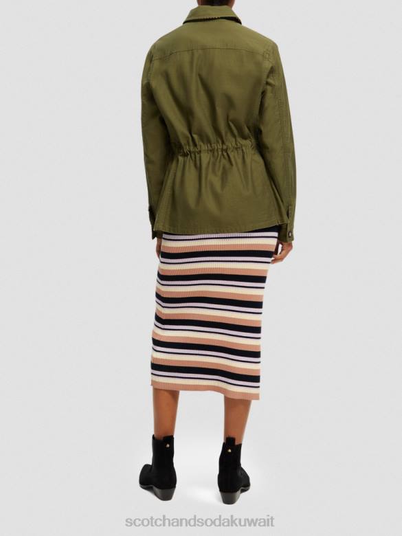 ملابس Scotch & Soda سترة فائدة من القطن العضوي الجيش الأخضر نحيف N0V4139