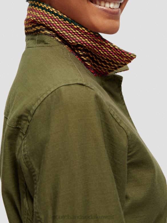 ملابس Scotch & Soda سترة فائدة من القطن العضوي الجيش الأخضر نحيف N0V4139
