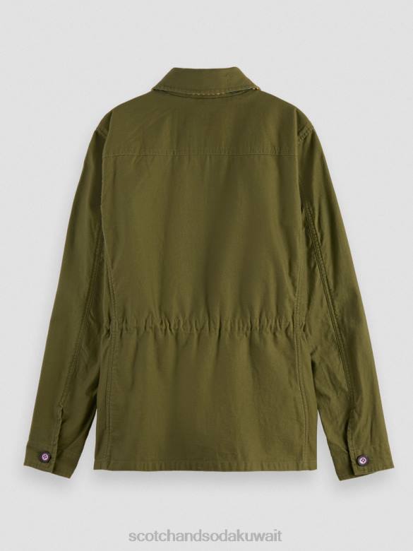 ملابس Scotch & Soda سترة فائدة من القطن العضوي الجيش الأخضر نحيف N0V4139