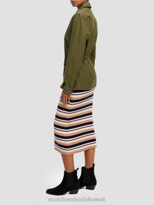 ملابس Scotch & Soda سترة فائدة من القطن العضوي الجيش الأخضر نحيف N0V4139