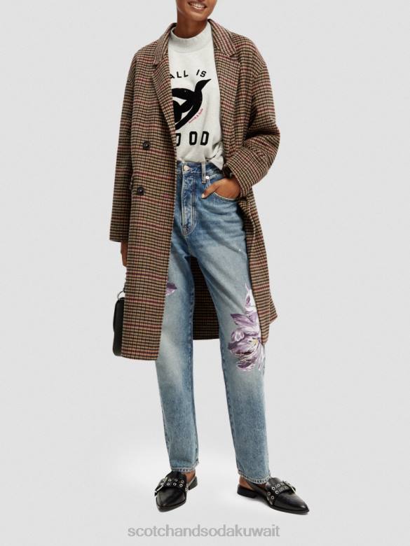 ملابس Scotch & Soda معطف مزدوج الصدر من مزيج الصوف البوب ​​التراث نحيف N0V4141