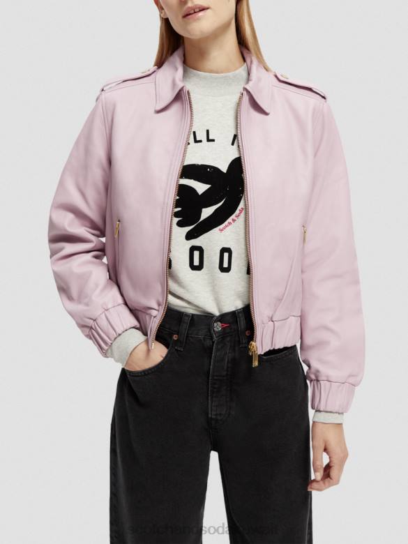 ملابس Scotch & Soda سترة بومبر جلدية الخزامى نحيف N0V4143