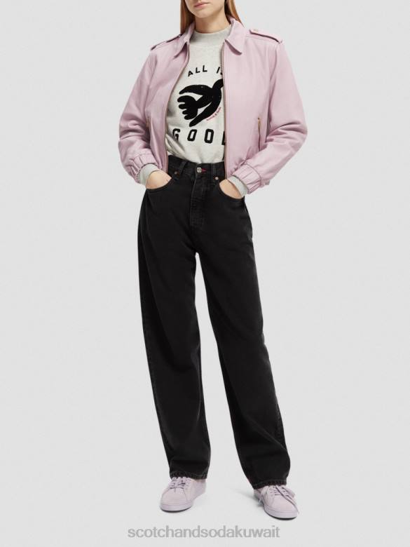 ملابس Scotch & Soda سترة بومبر جلدية الخزامى نحيف N0V4143