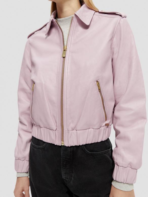 ملابس Scotch & Soda سترة بومبر جلدية الخزامى نحيف N0V4143