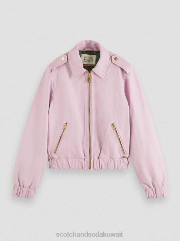 ملابس Scotch & Soda سترة بومبر جلدية الخزامى نحيف N0V4143