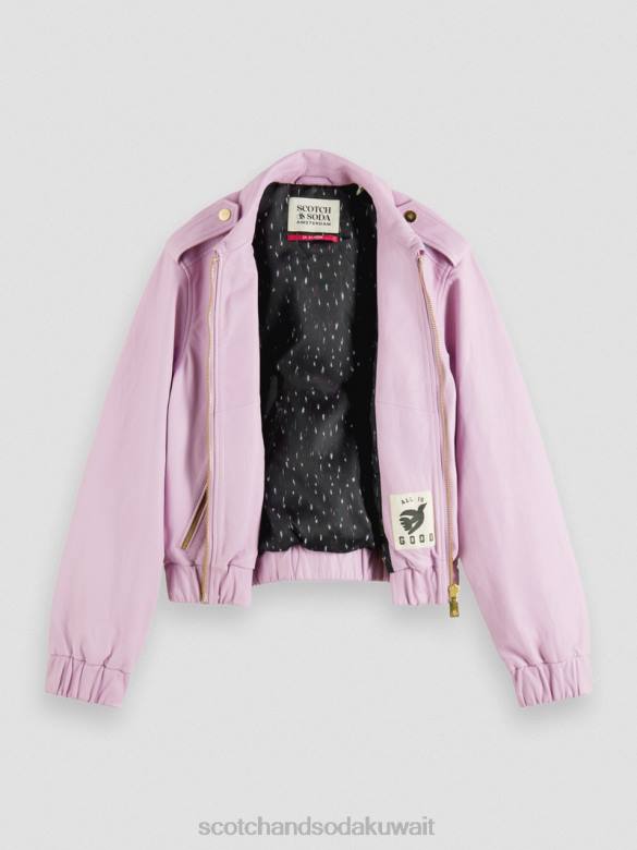ملابس Scotch & Soda سترة بومبر جلدية الخزامى نحيف N0V4143
