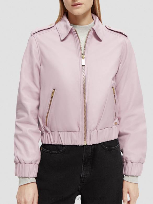 ملابس Scotch & Soda سترة بومبر جلدية الخزامى نحيف N0V4143