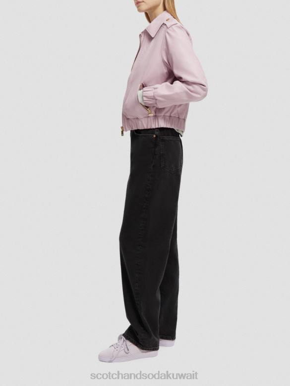 ملابس Scotch & Soda سترة بومبر جلدية الخزامى نحيف N0V4143
