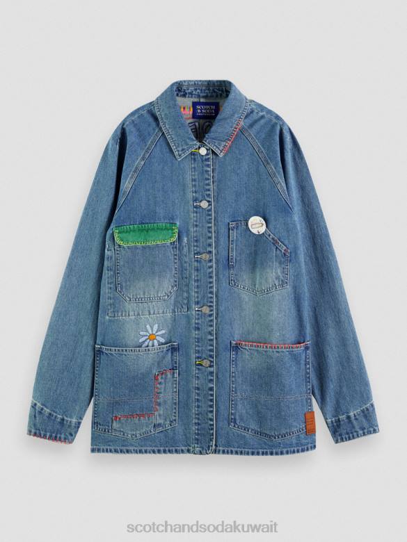 ملابس Scotch & Soda سترة الدنيم المطرزة هجوم حرفي نحيف N0V4145