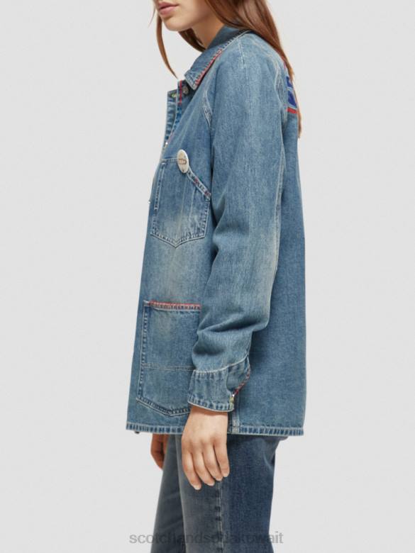 ملابس Scotch & Soda سترة الدنيم المطرزة هجوم حرفي نحيف N0V4145