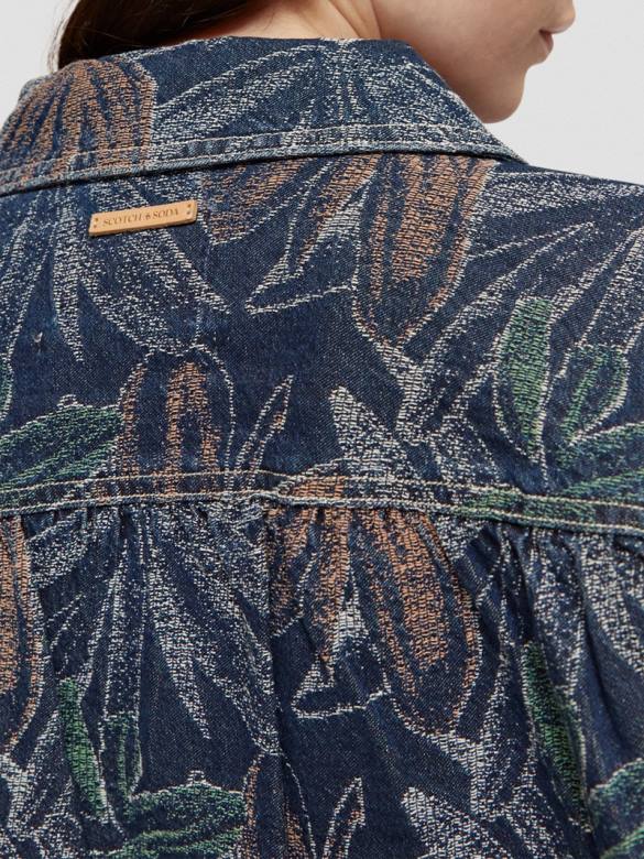 ملابس Scotch & Soda سترة الدنيم الجاكار الأزهار النيلي المغسول نحيف N0V4146