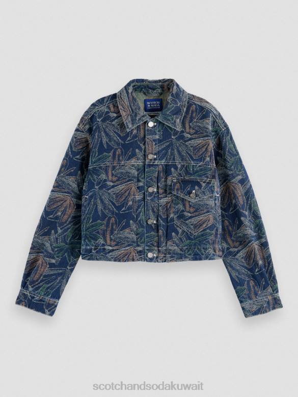 ملابس Scotch & Soda سترة الدنيم الجاكار الأزهار النيلي المغسول نحيف N0V4146