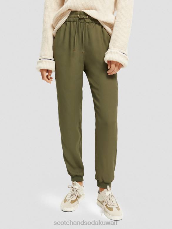 ملابس Scotch & Soda بنطلون عداء ببطء سهل الجيش الأخضر نحيف N0V4148