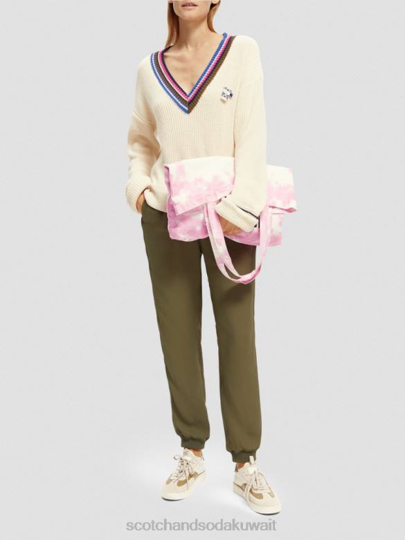 ملابس Scotch & Soda بنطلون عداء ببطء سهل الجيش الأخضر نحيف N0V4148