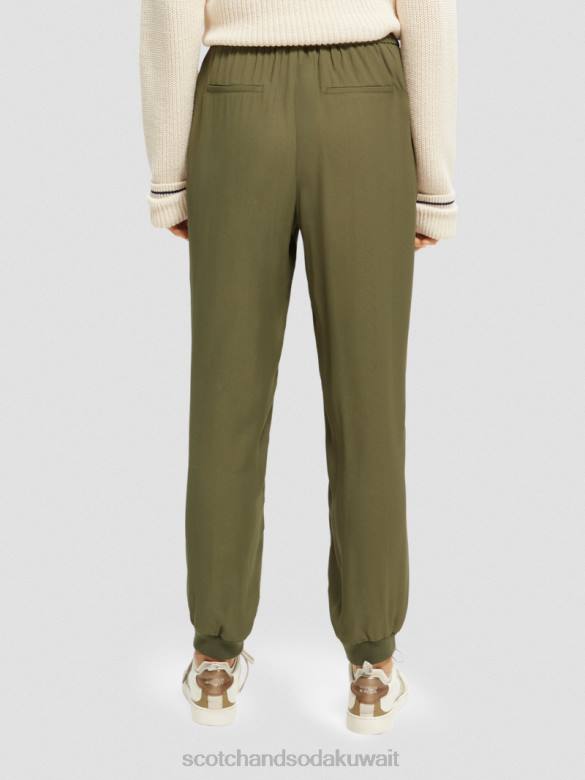 ملابس Scotch & Soda بنطلون عداء ببطء سهل الجيش الأخضر نحيف N0V4148