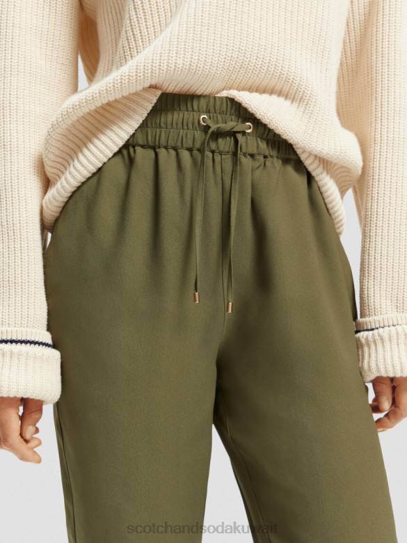 ملابس Scotch & Soda بنطلون عداء ببطء سهل الجيش الأخضر نحيف N0V4148
