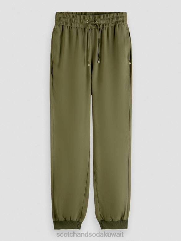 ملابس Scotch & Soda بنطلون عداء ببطء سهل الجيش الأخضر نحيف N0V4148