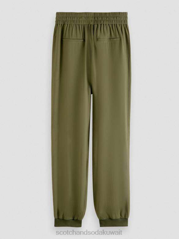 ملابس Scotch & Soda بنطلون عداء ببطء سهل الجيش الأخضر نحيف N0V4148