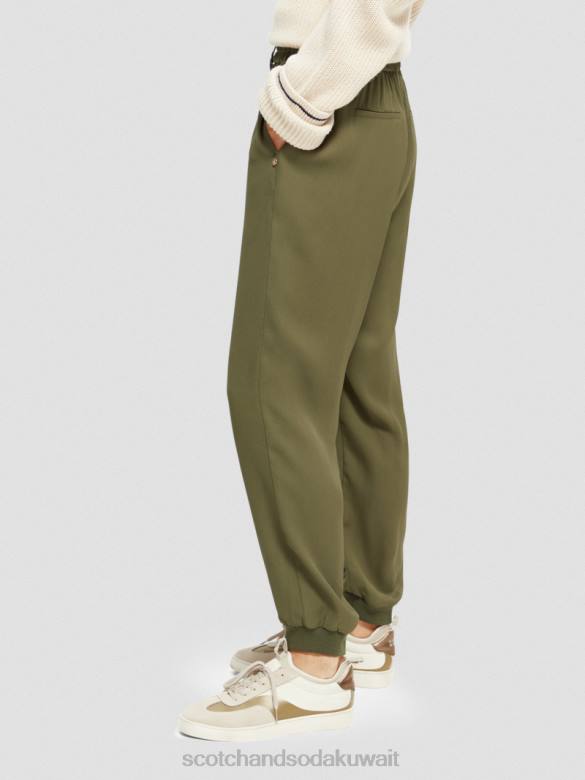 ملابس Scotch & Soda بنطلون عداء ببطء سهل الجيش الأخضر نحيف N0V4148