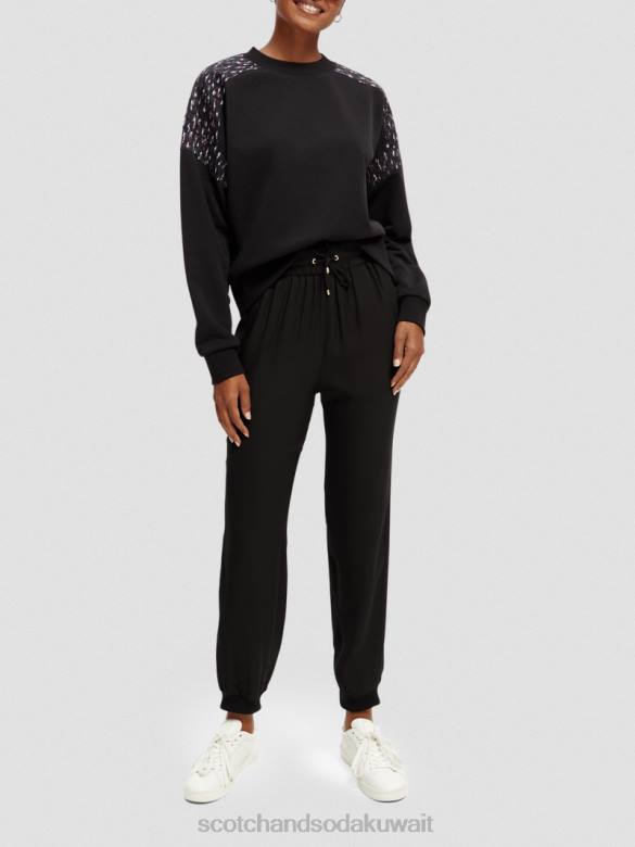 ملابس Scotch & Soda بنطلون عداء ببطء سهل أسود نحيف N0V4149