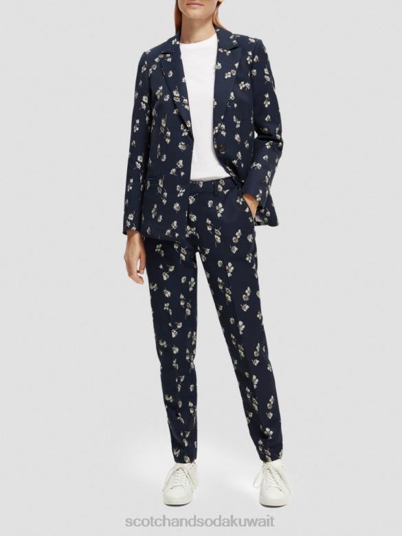 ملابس Scotch & Soda بنطلون جاكار ذو قصة ضيقة متوسط ​​الارتفاع زهور التوليب نحيف N0V4153