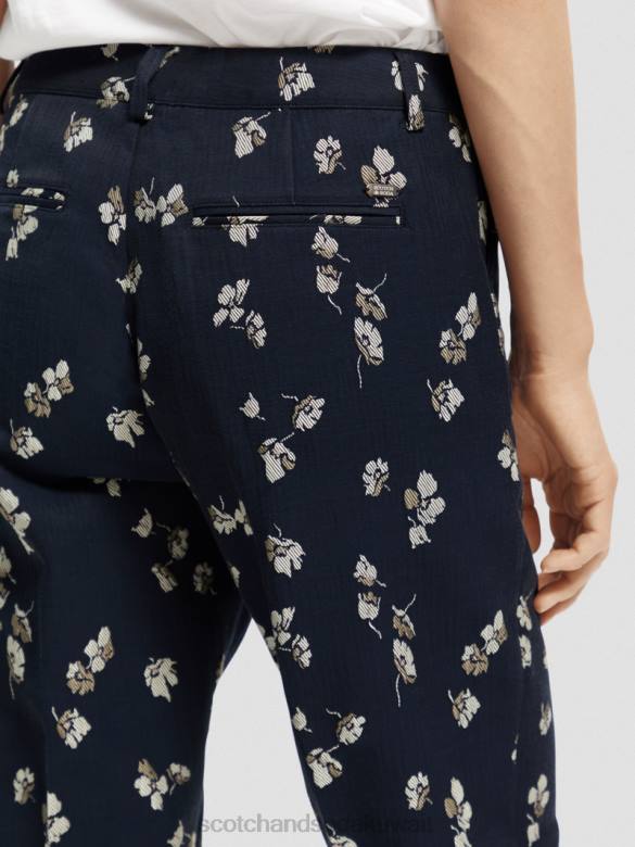 ملابس Scotch & Soda بنطلون جاكار ذو قصة ضيقة متوسط ​​الارتفاع زهور التوليب نحيف N0V4153