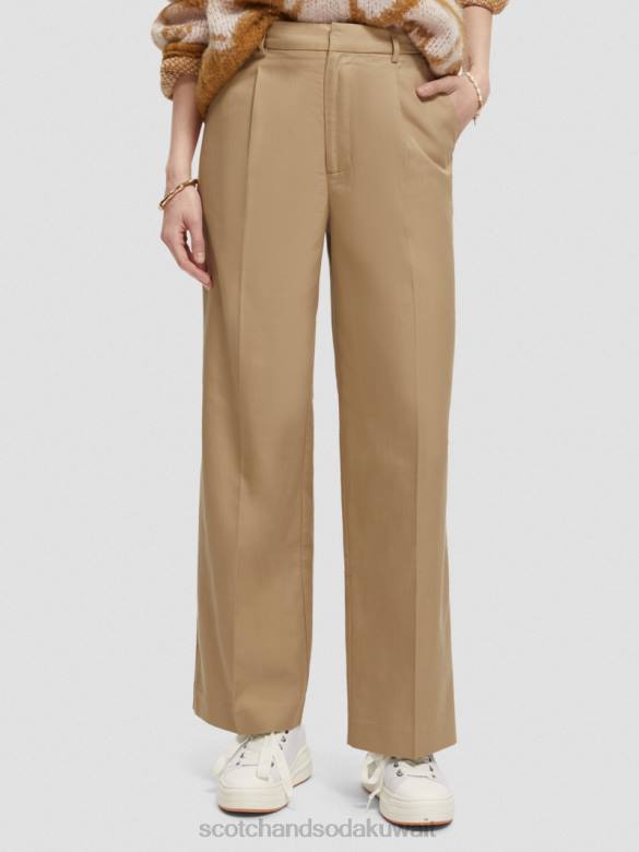 ملابس Scotch & Soda بنطال واسع الساق منخفض الارتفاع الكاكي نحيف N0V4154