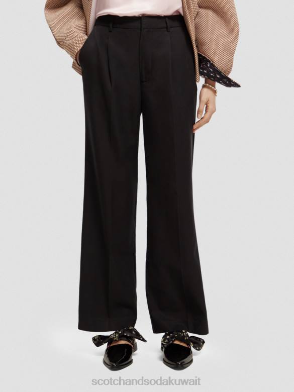 ملابس Scotch & Soda بنطال واسع الساق منخفض الارتفاع أسود نحيف N0V4155