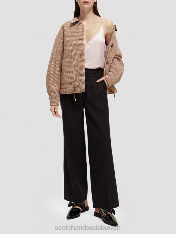 ملابس Scotch & Soda بنطال واسع الساق منخفض الارتفاع أسود نحيف N0V4155