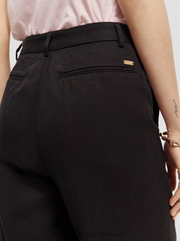 ملابس Scotch & Soda بنطال واسع الساق منخفض الارتفاع أسود نحيف N0V4155