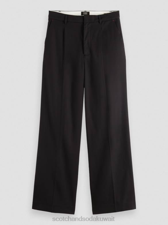 ملابس Scotch & Soda بنطال واسع الساق منخفض الارتفاع أسود نحيف N0V4155