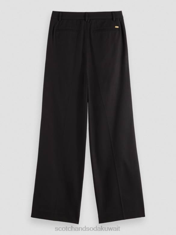 ملابس Scotch & Soda بنطال واسع الساق منخفض الارتفاع أسود نحيف N0V4155