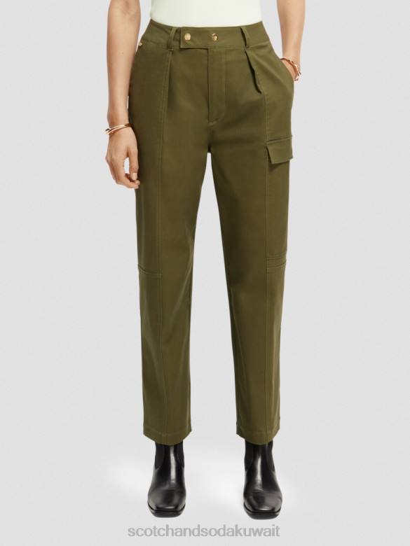 ملابس Scotch & Soda السراويل فائدة ملابس العمل الجيش الأخضر نحيف N0V4160