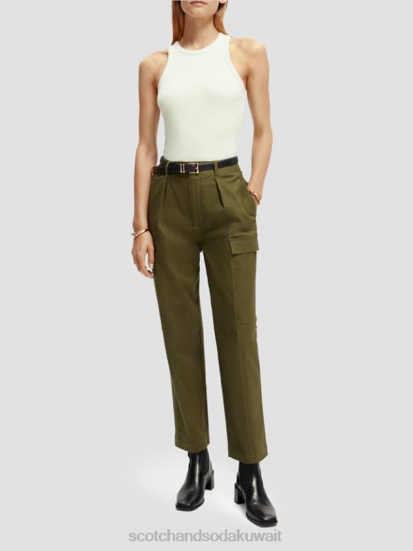 ملابس Scotch & Soda السراويل فائدة ملابس العمل الجيش الأخضر نحيف N0V4160