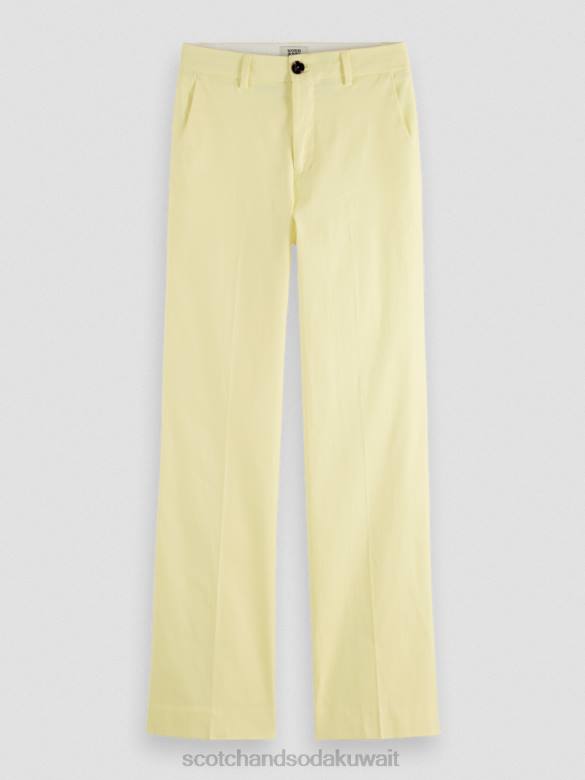 ملابس Scotch & Soda بنطلون من الكتان المخلوط بخصر عالٍ وساق واسعة الفشار نحيف N0V4162