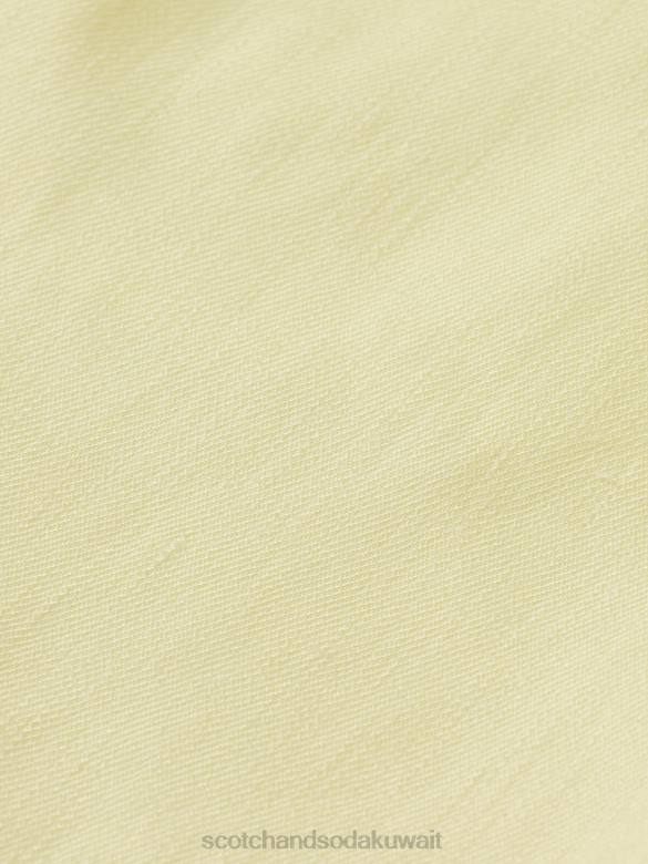 ملابس Scotch & Soda بنطلون من الكتان المخلوط بخصر عالٍ وساق واسعة الفشار نحيف N0V4162