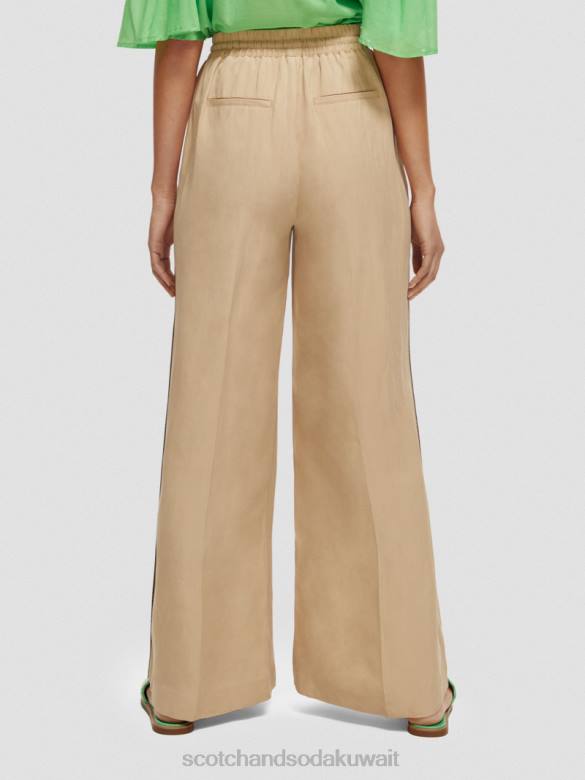 ملابس Scotch & Soda الأمل السراويل الشاهقة واسعة الساق رمل ناعم نحيف N0V4163