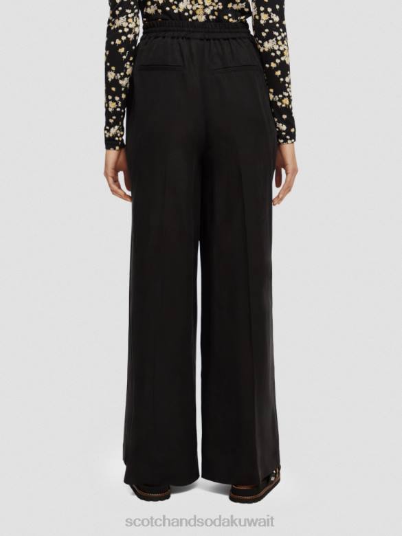 ملابس Scotch & Soda الأمل السراويل الشاهقة واسعة الساق أسود نحيف N0V4164