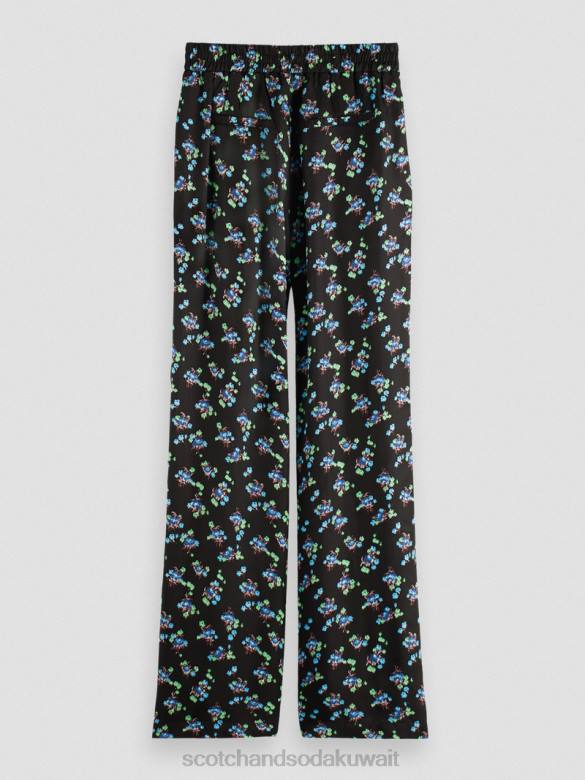 ملابس Scotch & Soda طباعة جيا متوسطة الارتفاع واسعة الساق بانسي ايكات اسود نحيف N0V4166