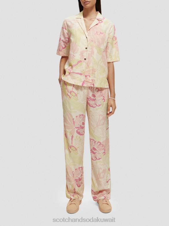 ملابس Scotch & Soda طباعة جيا متوسطة الارتفاع واسعة الساق زهر فوندلفيلد نحيف N0V4167