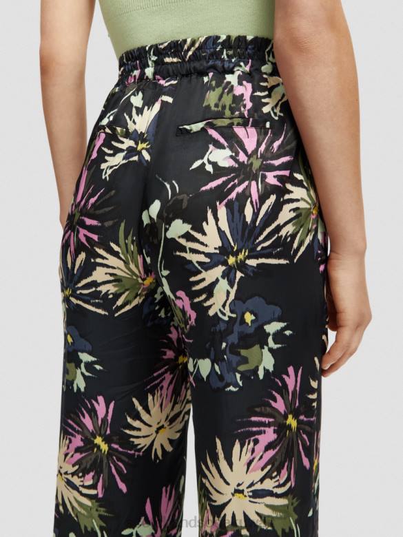 ملابس Scotch & Soda طباعة جيا متوسطة الارتفاع واسعة الساق أستر أسود نحيف N0V4168