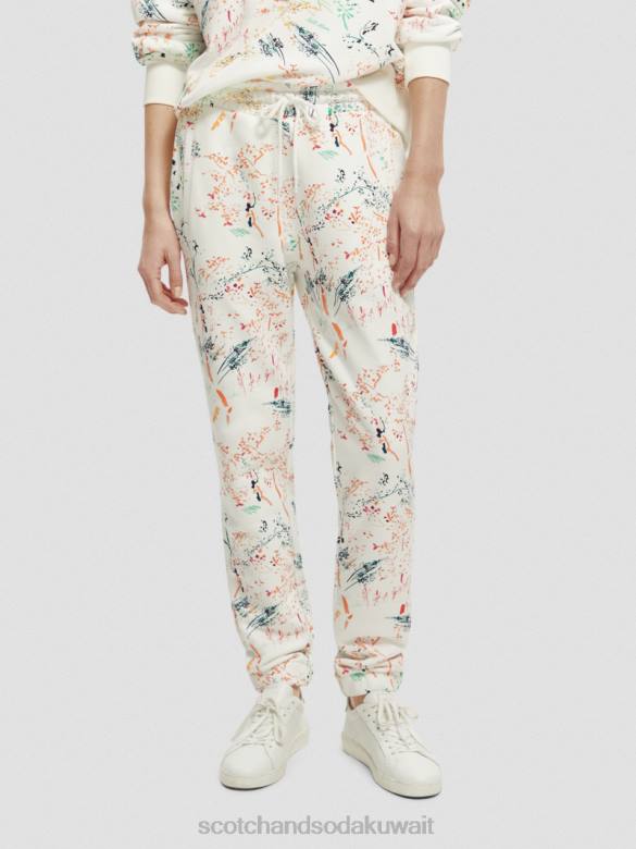 ملابس Scotch & Soda بنطال رياضي مطبوع متوسط ​​الارتفاع وايلدر وايت نحيف N0V4171