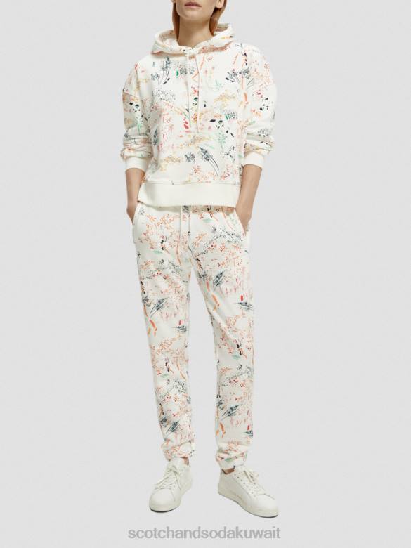 ملابس Scotch & Soda بنطال رياضي مطبوع متوسط ​​الارتفاع وايلدر وايت نحيف N0V4171