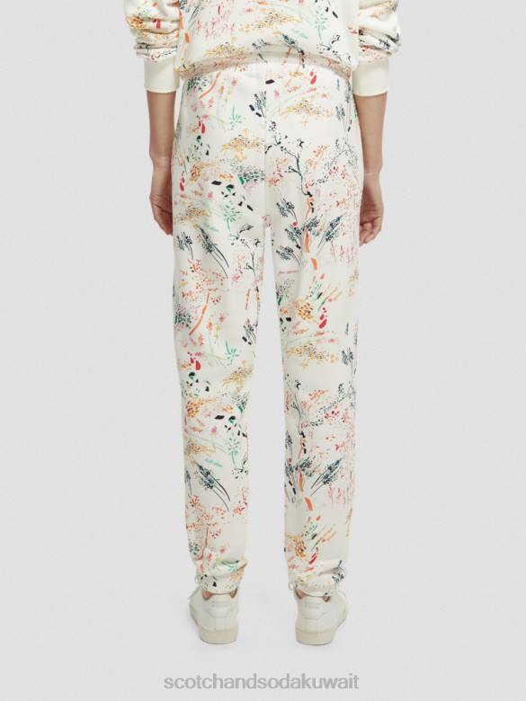 ملابس Scotch & Soda بنطال رياضي مطبوع متوسط ​​الارتفاع وايلدر وايت نحيف N0V4171