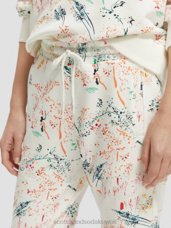 ملابس Scotch & Soda بنطال رياضي مطبوع متوسط ​​الارتفاع وايلدر وايت نحيف N0V4171