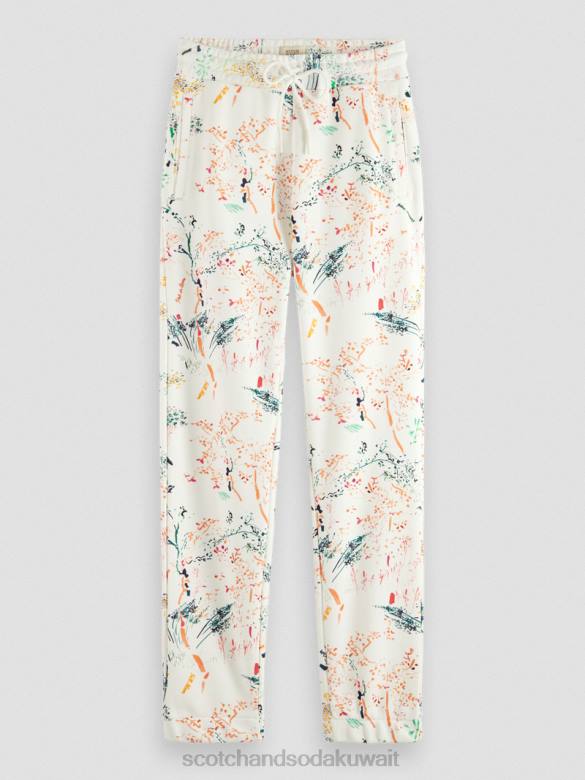 ملابس Scotch & Soda بنطال رياضي مطبوع متوسط ​​الارتفاع وايلدر وايت نحيف N0V4171