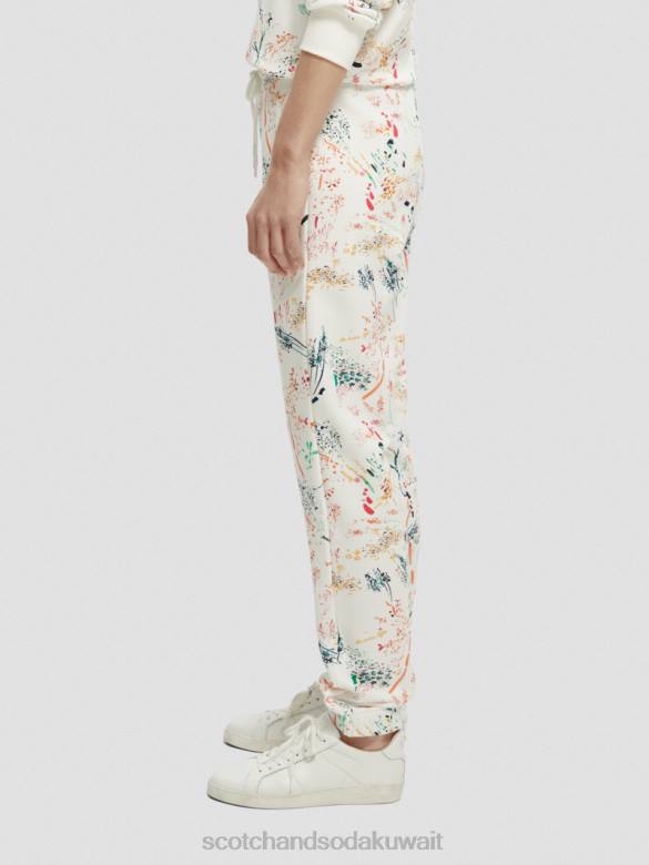 ملابس Scotch & Soda بنطال رياضي مطبوع متوسط ​​الارتفاع وايلدر وايت نحيف N0V4171